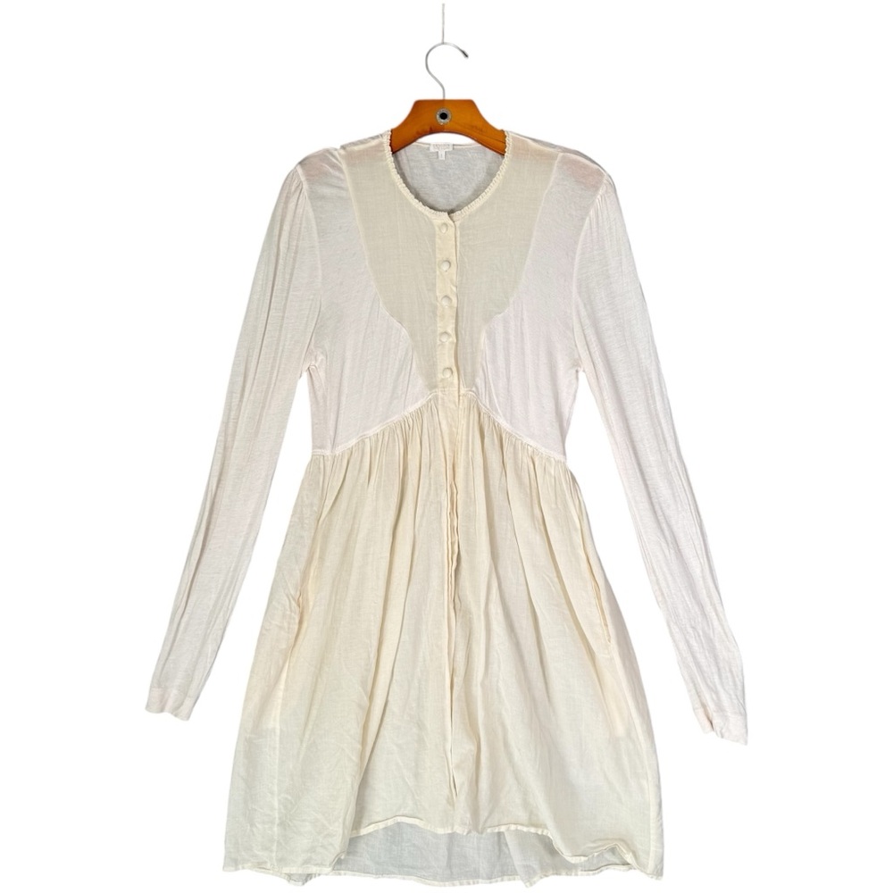 Dessous Sophie Simmons Cream Robe Nightgown Cream Cotton Long Sleeve  S